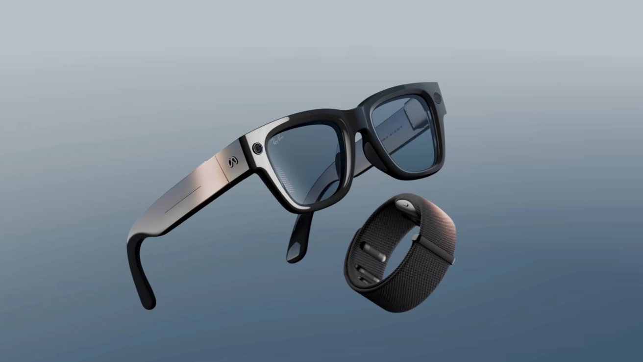 Ray-Ban Meta AI眼镜产品图，可见摄像头位置